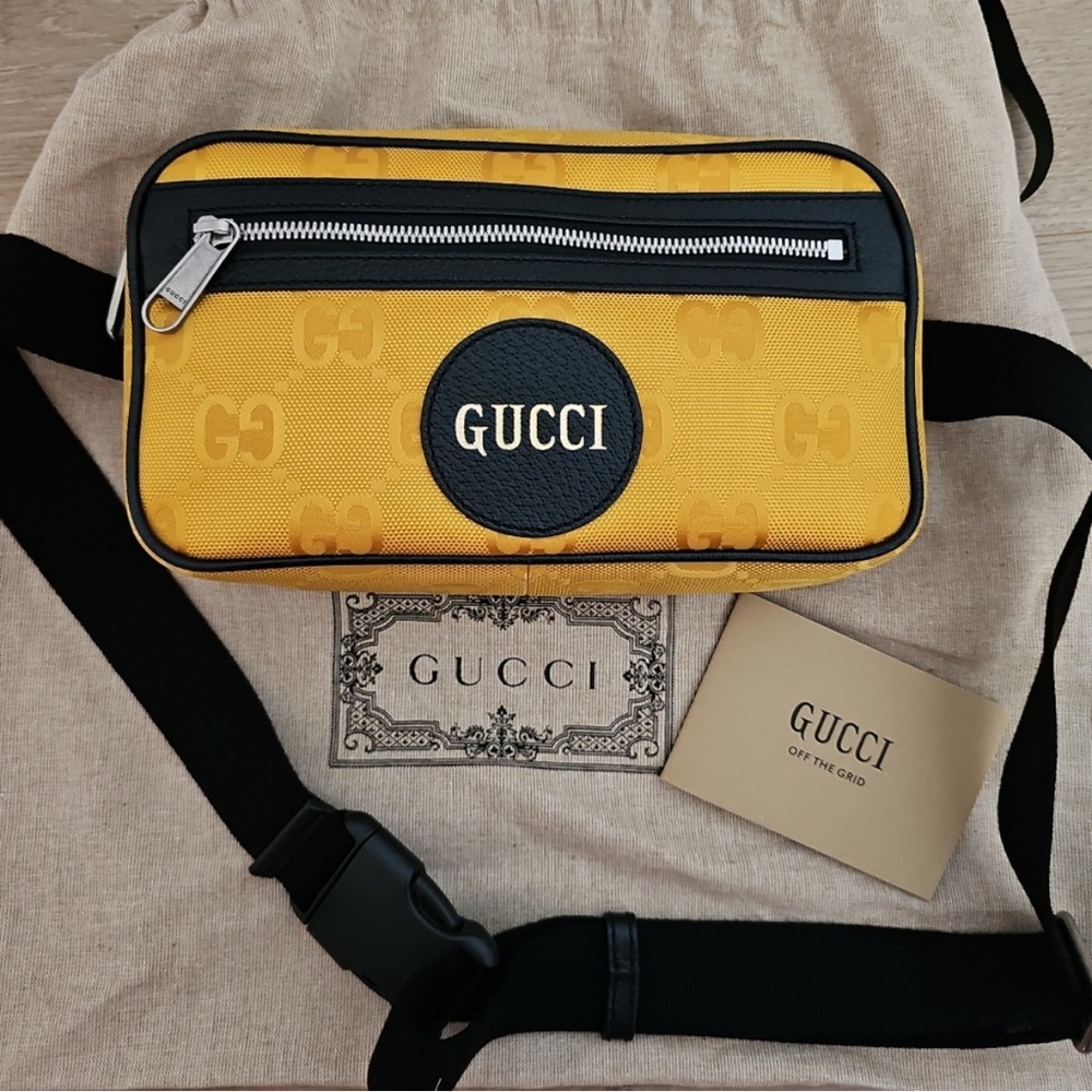 Gucci off the grid nylon belt bag yellow New
